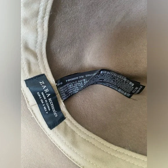 Zara Accessories 100% Wool Fedora Hat Woven Detail - Picture 5 of 6